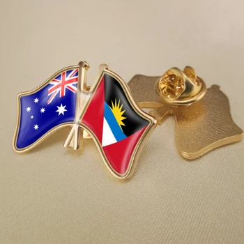 Australija ir Antigva ir Barbuda Kirto Dviguba Draugystė Šaligatvio Sagė Emblemos Atvartas Smeigtukai