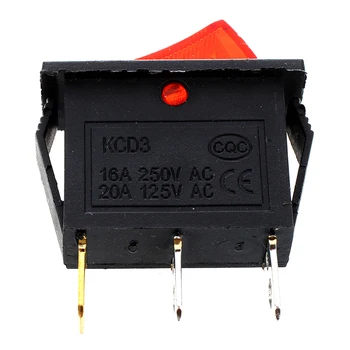 10 Vnt 3 Pin SPST Raudonos Neoninės Šviesos On/Off Svirtinis Jungiklis AC 250V/10A 125V/15A