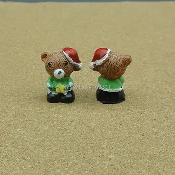 1pcs kietos dervos Kalėdų žalia lokys animacinių filmų 20mm pasakų sodo gnome moss terariumai dekoro amatų bonsai namų 
