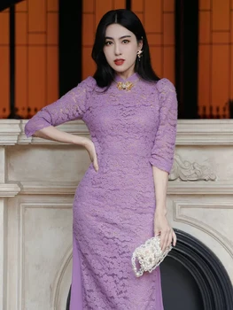 2022 elegantiškas šalis suknelė Kinų tradicinio stiliaus suknelė rytų cheongsam jauna mergina šalis suknelė sexy nėrinių qipao suknelė a31