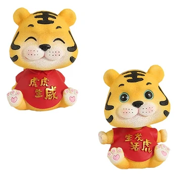 2VNT Tigras Papuošalai, Purtant Galvą Žaislas Laimingas Tigras Statula Gyvūnų Modelis