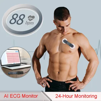 AI analizė EKG 24 valandų monitoringas nešiojami EKG Bluetooth širdies ritmo monitoringo vieno EKG derivacijų stebėti