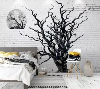 beibehang Užsakymą tapetai 3d freskos Amerikos gražus negyvas medis juodas ir baltas fonas sienų tapybos tėtis peint tapetai