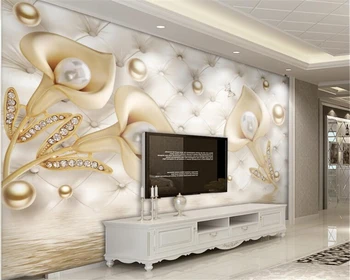 Beibehang Užsakymą tapetai, freskos 3d aukštos kokybės papuošalų calla lily stereo soft pearl fono sienos tapetų namų dekoro