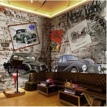 Custom Freskos 3D Tapetai Europos Senovinių Klasikinių Automobilių Restorane Kavos KTV Baras Fone Sienų Dekoras Freskomis Sienos Popieriaus 3D