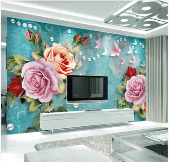 Custom sienų tapetai sienos 3d, Abstraktūs, modernus ir paprastus Europos ranka-dažytos gėlės 3D kambarį, TV foną sienos