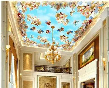 Europos stiliaus lubų fone Angel tapetai, freskos užsakymą tapetai freskomis lubos 3d sienų tapyba