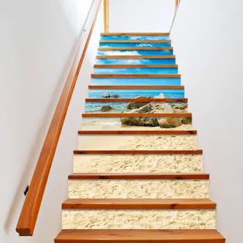 Gamyklos tiesioginės žavesio nustatyti kūrybos paprasta trylika paplūdimio dekoracijos laiptai lipdukai laiptai lipdukai, sienų lipdukai