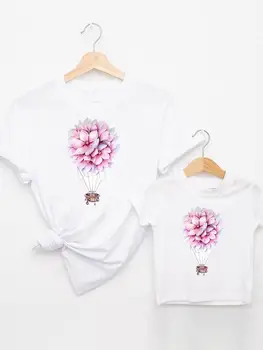 Grafinis Tee marškinėliai Šeimos Atitikimo Komplektus Gėlių Kelionės Saldus Berniukas, Mergaitė, Moteris, Vaikas, Vaikų Vasaros Mama Mama Mama drabužiai Drabužiai