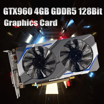 GTX960 Graphics Card 4 GB GDDR5 128Bit 28Nm 1127Mhz 1753Mhz PCIE 3.0 HDMI Suderinamus DVI DP Dual Fan Vaizdo plokštė