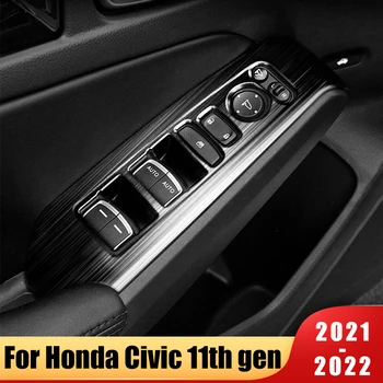 Honda Civic 11 gen 2021 2022 Nerūdijančio plieno, Automobilių Langų Valdymo Pultas Stiklo Pakėlimo Jungiklį Padengti Trim Automobilių Optikos Reikmenys