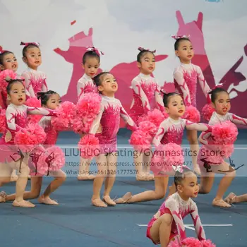 Komanda Dancewear Užsakymą Dailiojo Čiuožimo Suknelė Konkurencijos Vaikams Ritmine Gimnastika Veiklos Cheerleaders Uniformos, Kostiumai
