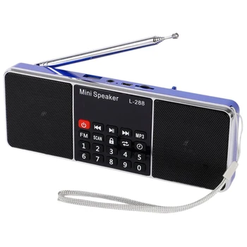 Mini Nešiojamas Įkraunamas Stereo L-288 FM Radijas, Garsiakalbis, LCD Ekranas, Parama TF Kortelė USB Disko MP3 Muzikos Grotuvas Garsiakalbis（Mėlyna）