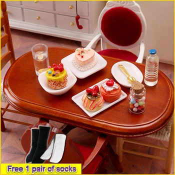 [Nemokamas Pristatymas] Miniatiūrinės Maisto Žaisti Prabanga Valgomojo Stalas, Mini Kavos staliukas Modelis 1:12 Taškų OB11 Doll House Baldai Scena