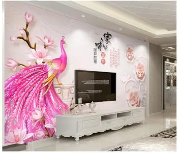 Pasirinktinius nuotraukų 3d tapetai Povas jade orchidėja, TV foną, sienos kambarį Namų dekoro 3d sienų freskomis tapetų sienos, 3 d