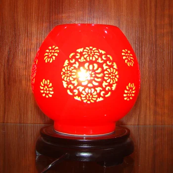 Rankų darbo Jingdezhen Kinų Porceliano, Keramikos Stalo Lempa derliaus dekoratyvinių naktiniai kambarį vestuvių stalo lempa raudona