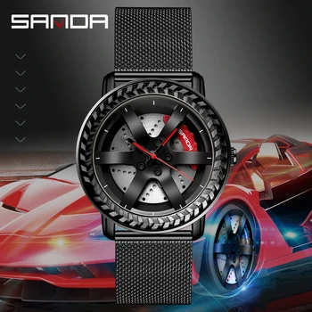 Sanda Sporto Laikrodžiai Automobilio Ratlankio Stebulės Vyrų Varantys Žiūrėti Vandeniui Mados Kūrybinis Dizainas Žmogus Laikrodis Relogio Masculino 2021 Laikrodis
