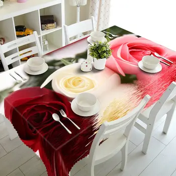SPALVINGA KARALIUS Apvalios, Stačiakampio Tapete staltiesė Stalo Dangtis 3D Arbatos staltiesė Gėlių, Rožių ir Vyšnių Žiedai, vestuvių dekoravimas