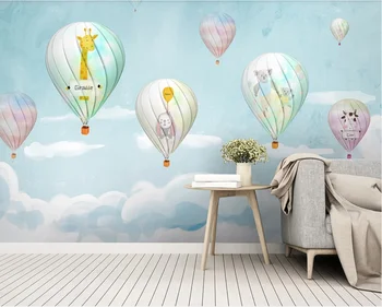 Užsakymą tapetai, cartoon karšto oro baliono rankomis tapybos, akvarelės freskos vaikų kambarys freskos fone sienos vandeniui medžiaga