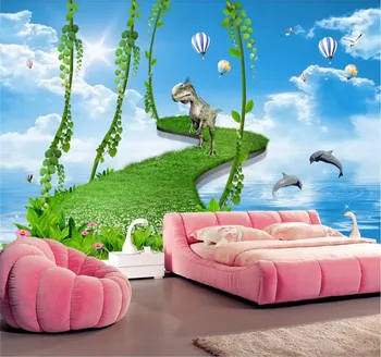 Užsakymą tapetai vaiko kambario 3D, laimingas rojus, TV foną, sienos dekoratyvinis dažymas vandeniui medžiaga