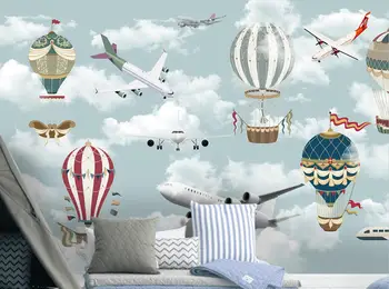 vandenilio balioną, plaukioja debesys dangaus cartoon Tapetai, Freskos Šiuolaikiškos Sienų Tapybos Gyvenimo Kambario, Miegamasis Namų Dekoro Papel De Sumalti