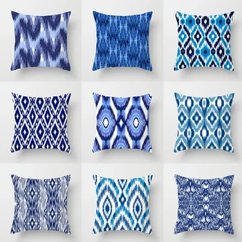 Šiaurės minimalistinio stiliaus mėlyna spausdinimo geometrinis grafikos meno užvalkalas pagalvėlė padengti namų puošybai sofa automobilių apdailos